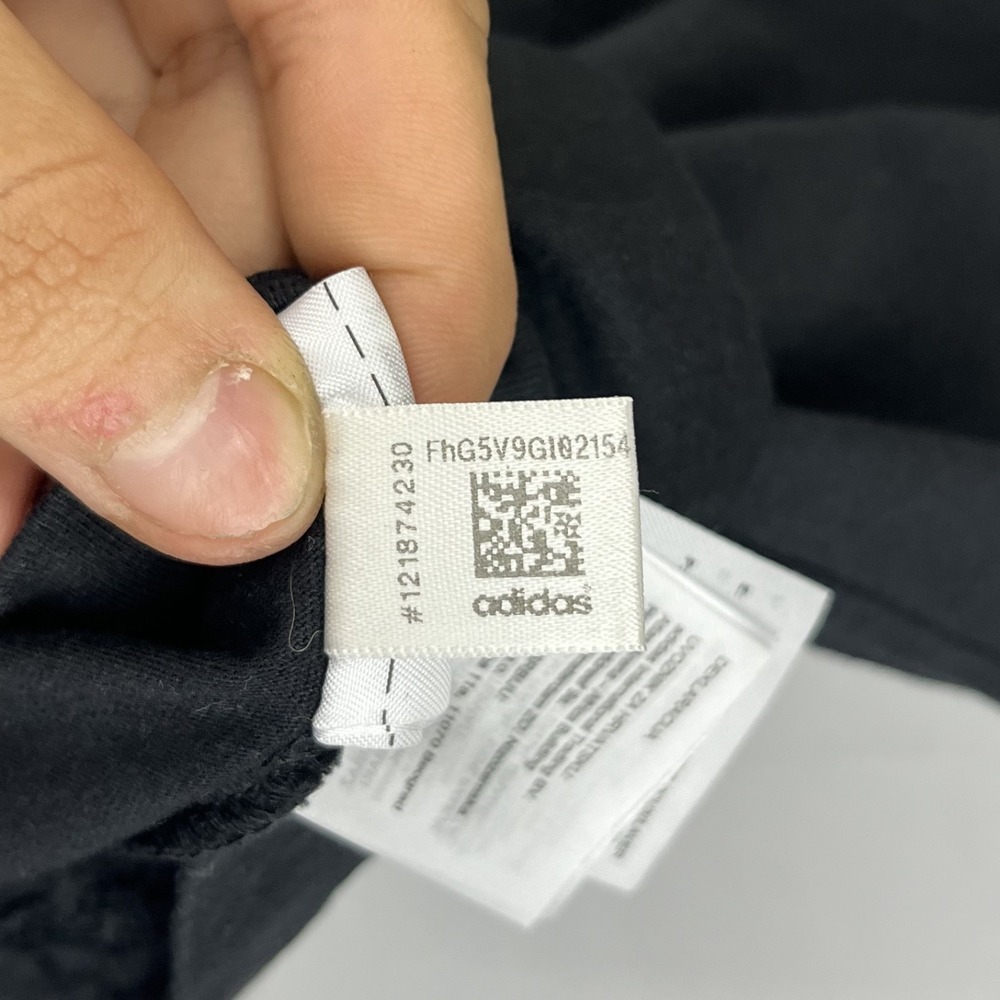EUC Adidas Originals Womens Black 3-Stripe Trefoil Peek-A-Boo Pocket T-Shirt L - Picture 6 of 10